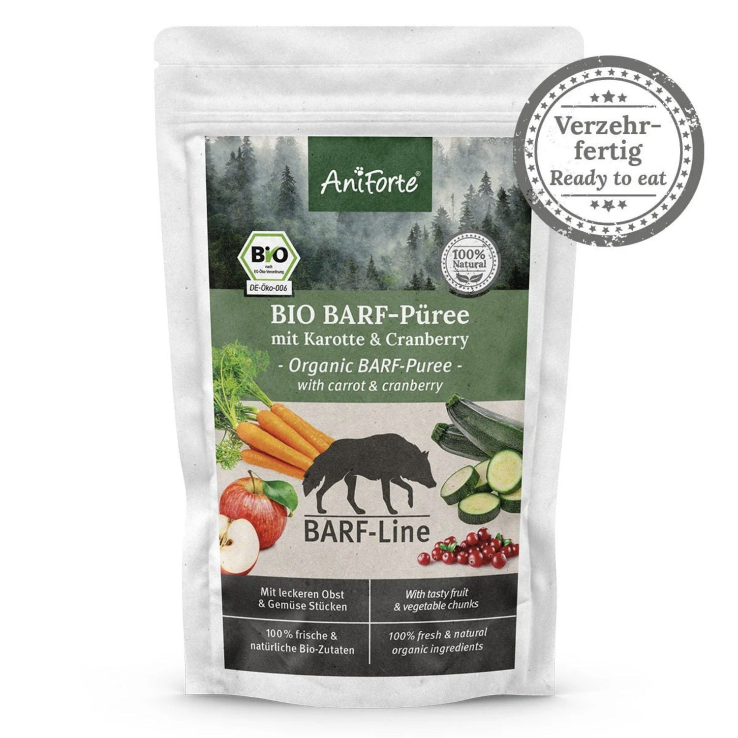 AniForte BIO BARF - Püree mit Karotte &amp; Cranberry für Hunde - Woofshack