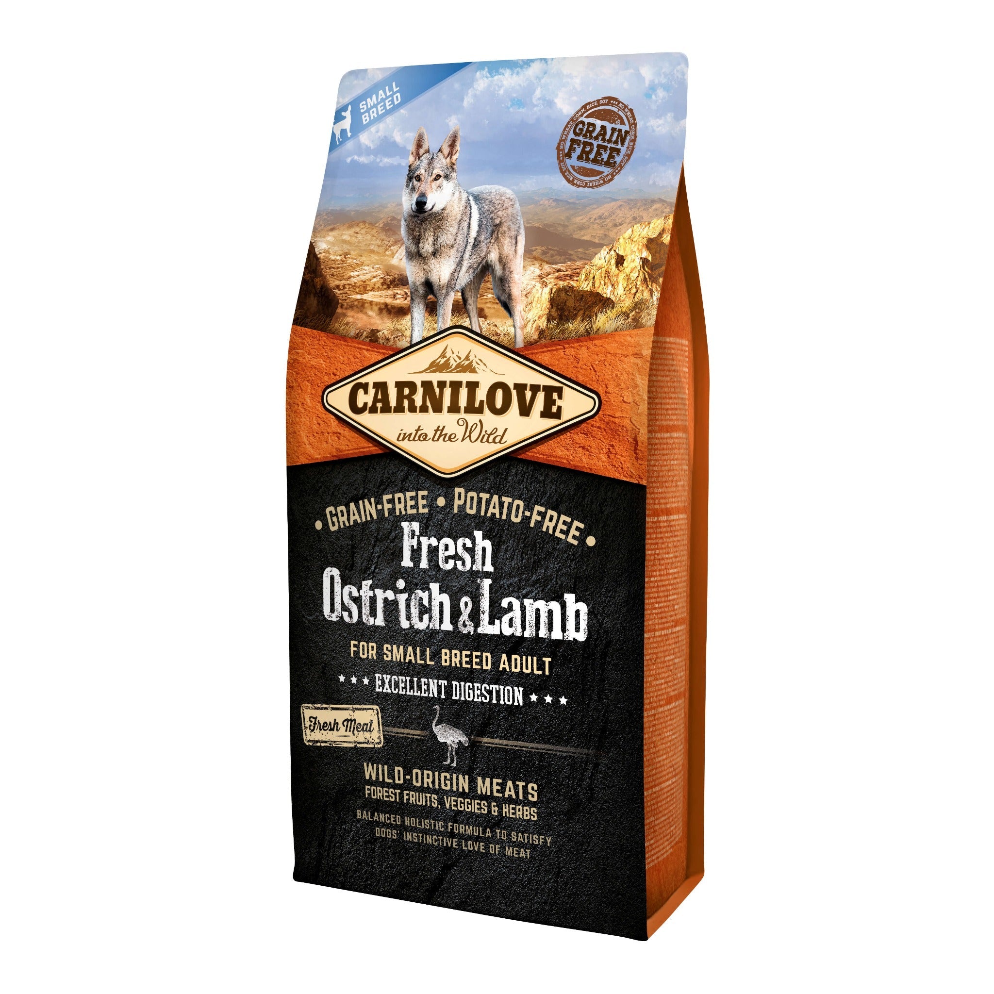 Carnilove Dog Small Breed Adult Trockenfutter, Fresh Ostrich &amp; Lamb - Woofshack