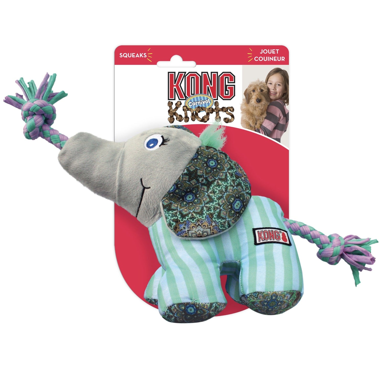 Kong Knots Carnival Elephant, Hundespielzeug - Woofshack