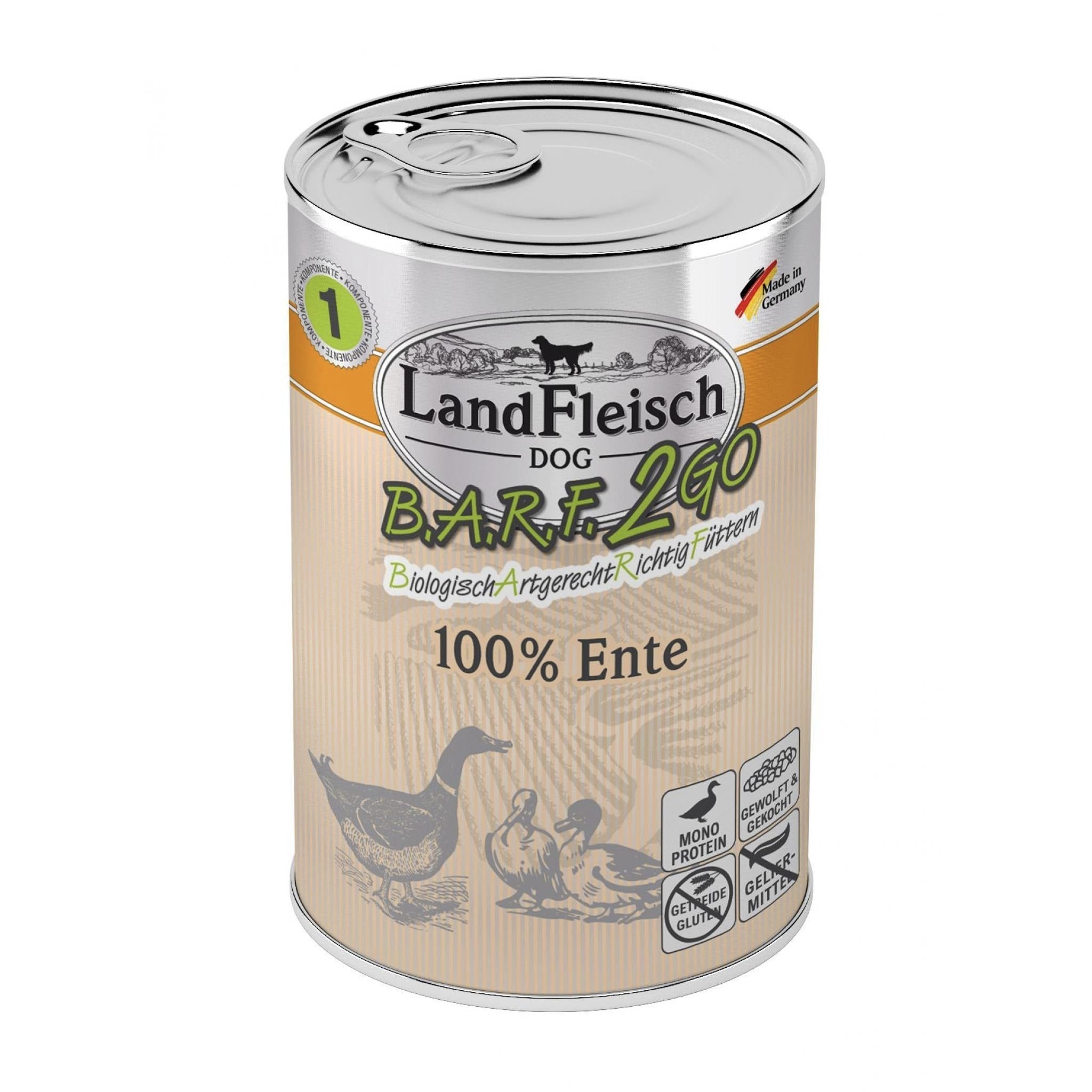 LandFleisch BARF2GO 100% Ente - Hunde Nassfutter - Woofshack