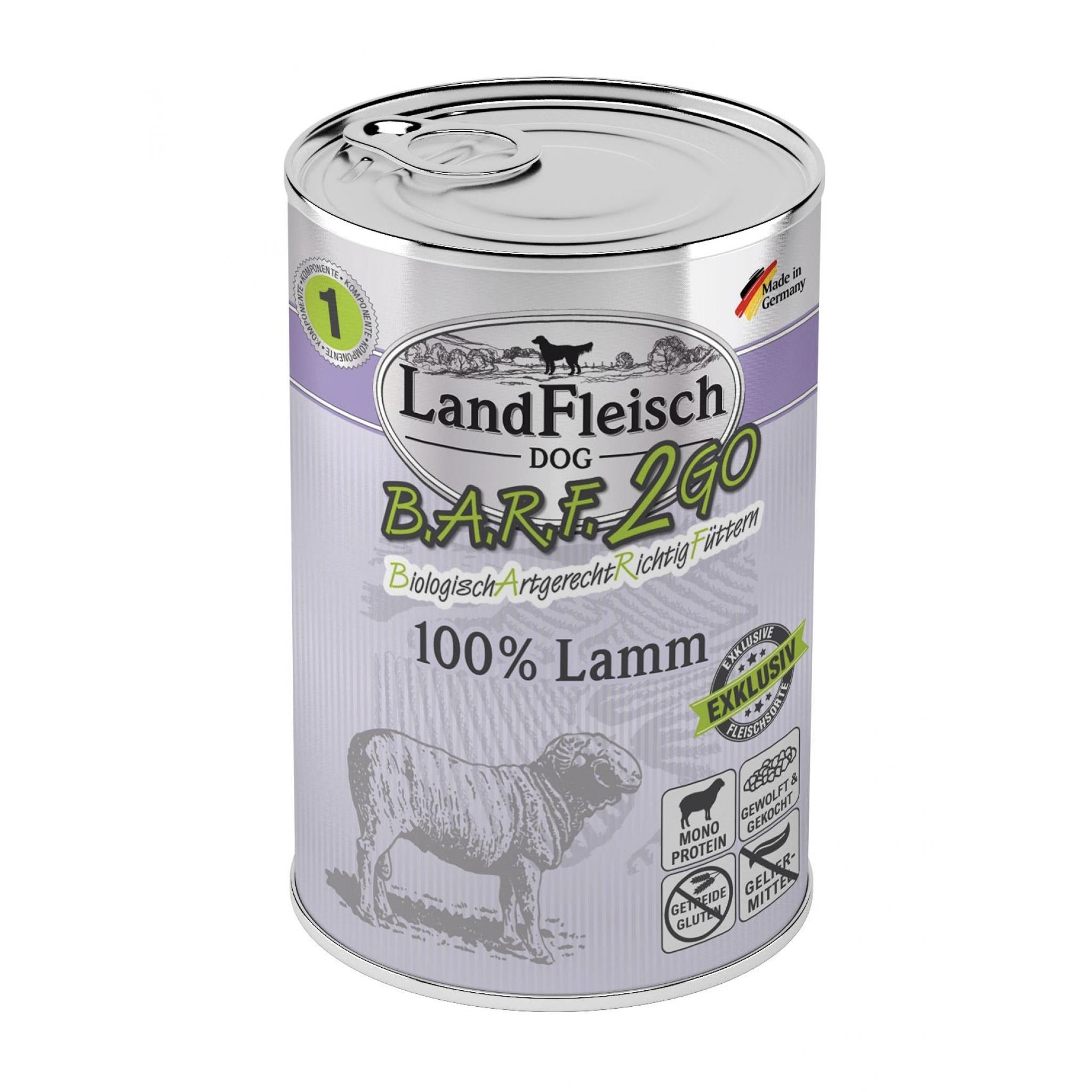 LandFleisch BARF2GO 100% Lamm - Hunde Nassfutter - Woofshack