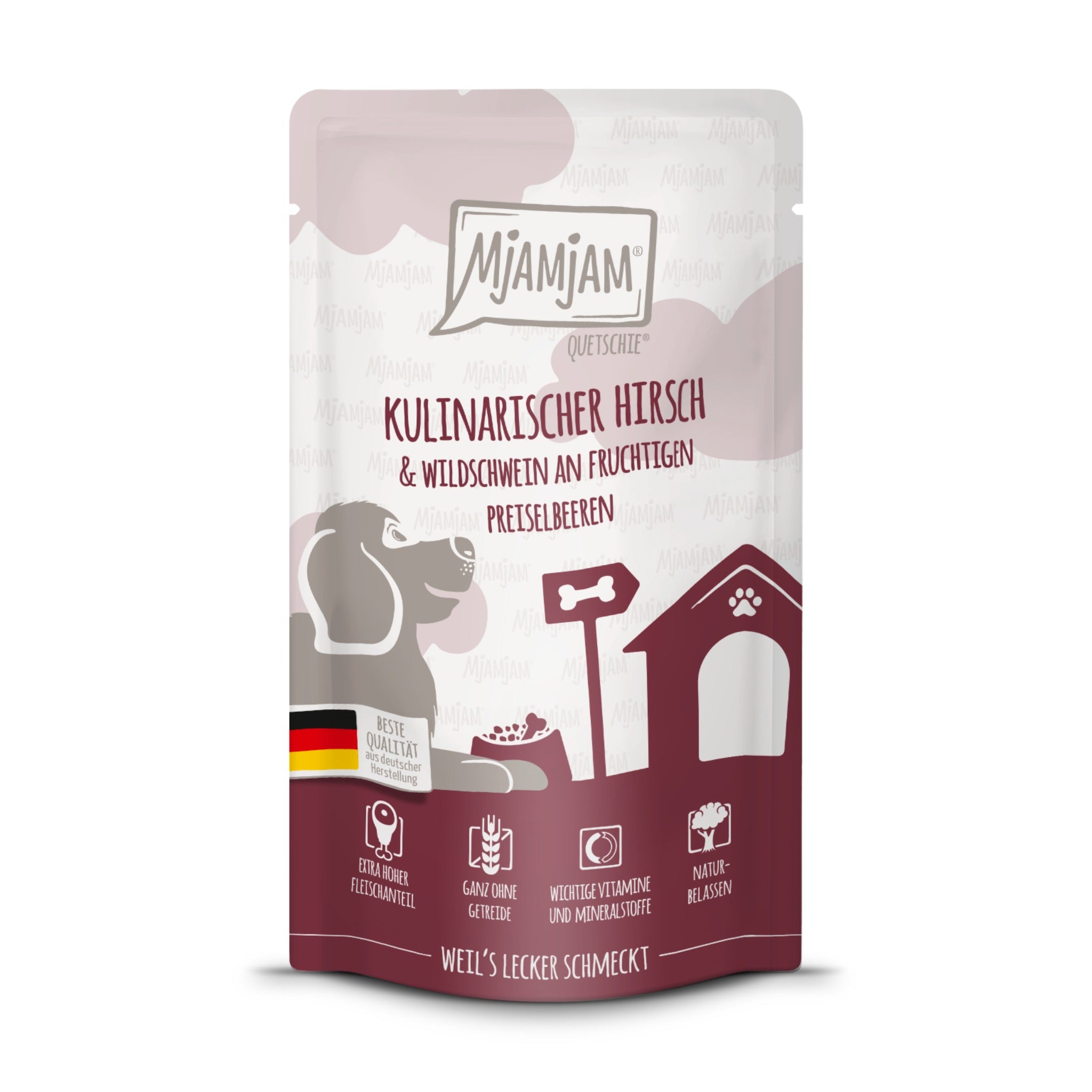 MjAMjAM Quetschie Hirsch &amp; Wildschwein - Hunde Nassfutter