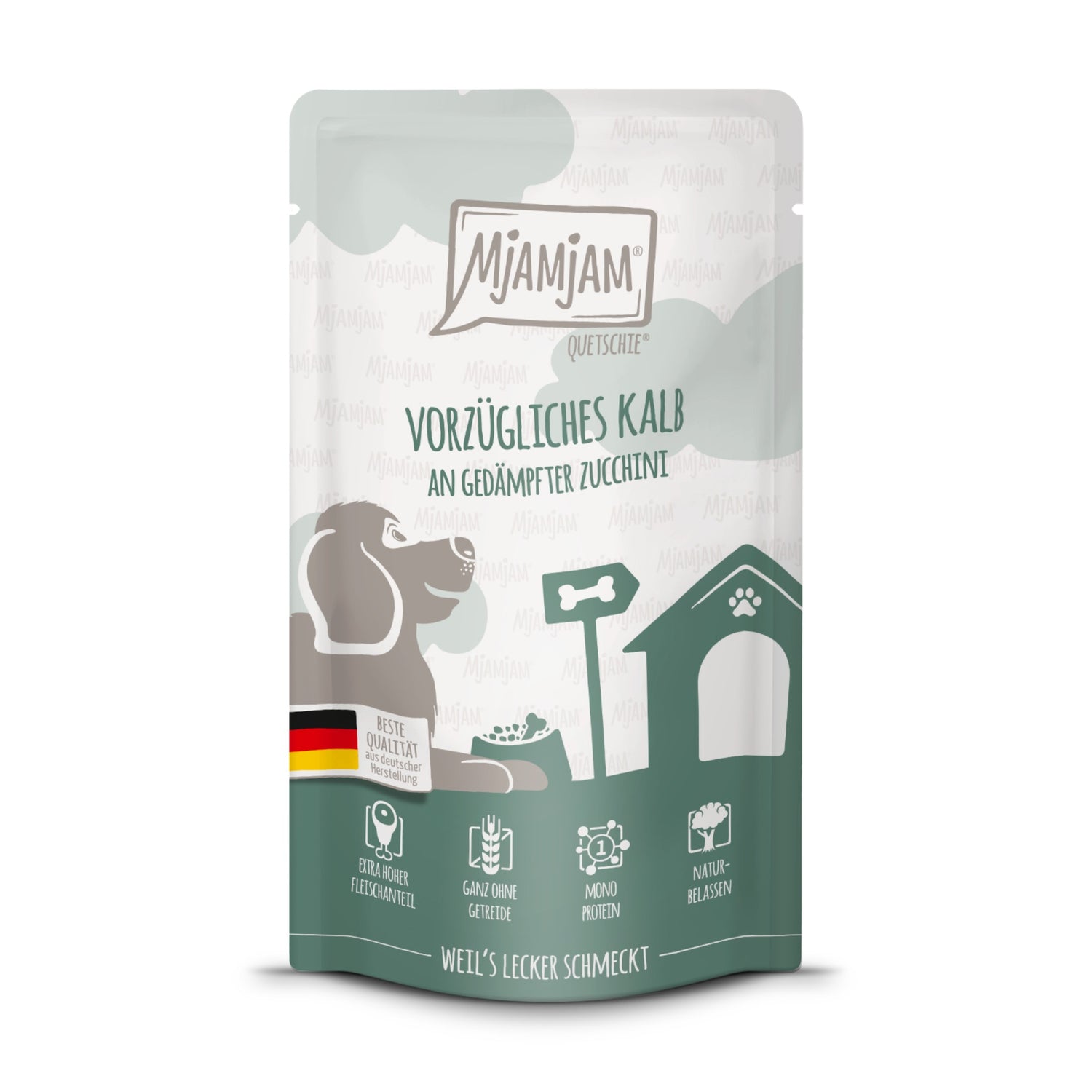 MjAMjAM Pouch Veal &amp; courgette - wet dog food