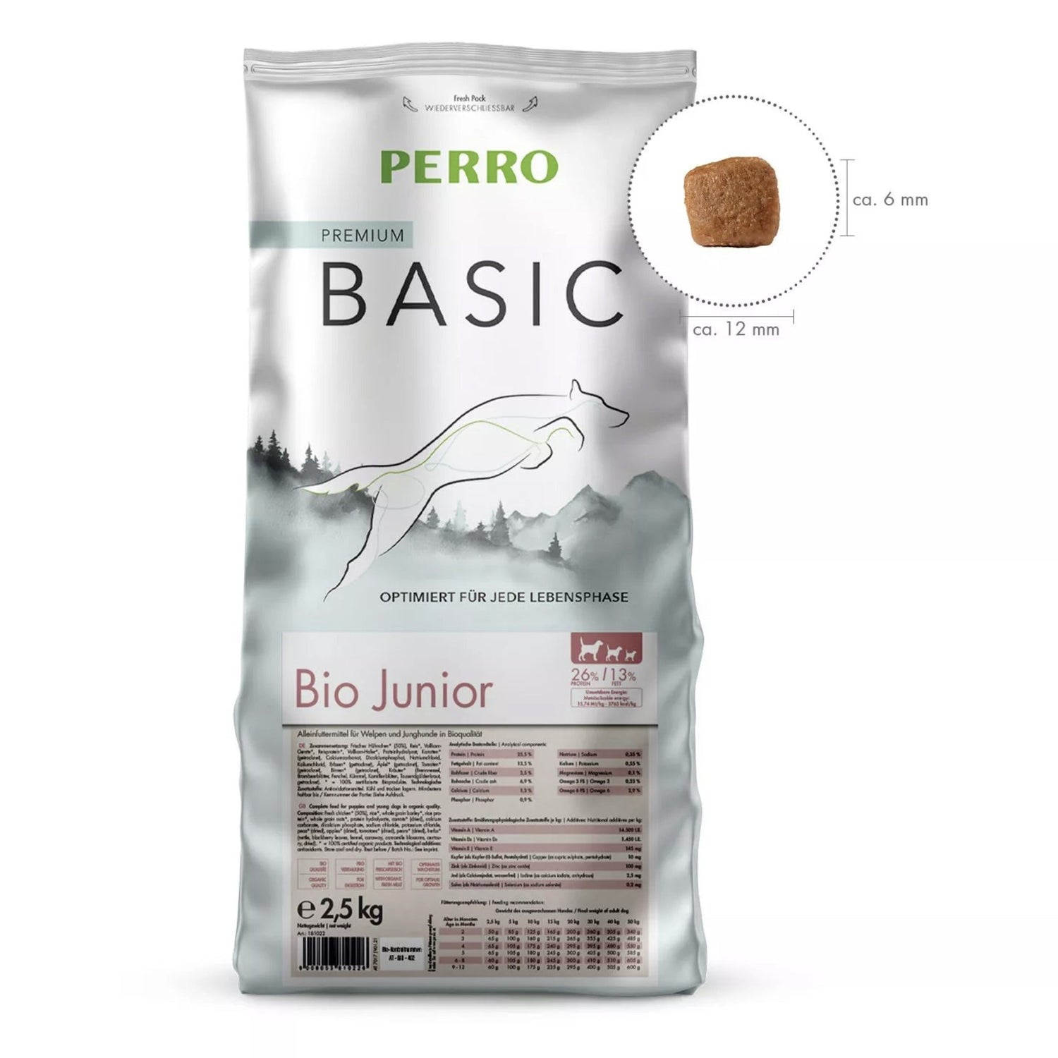 Perro Basic Bio Junior Geflügel &amp; Gemüse - Hunde Trockenfutter - Woofshack