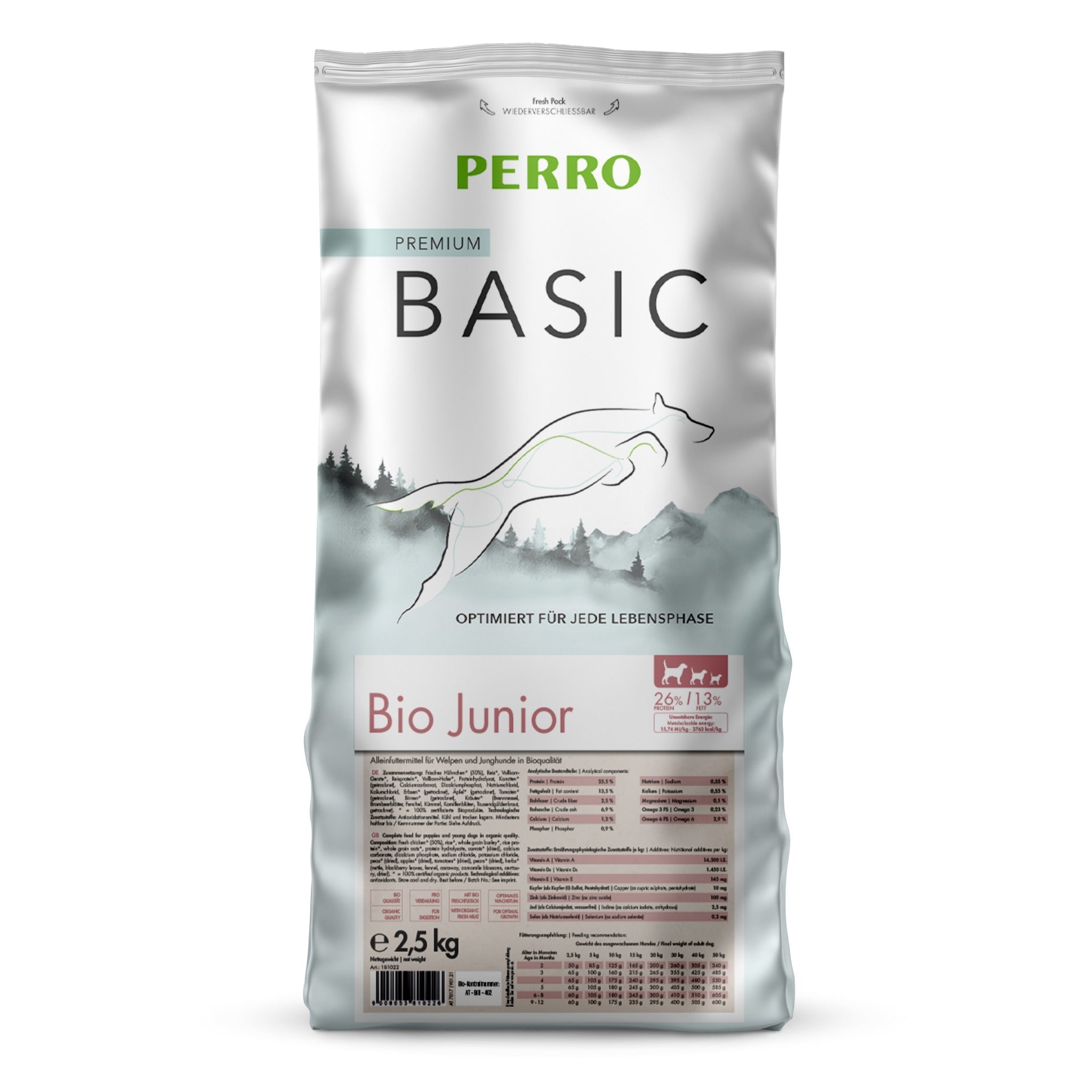 Perro Basic Bio Junior Geflügel &amp; Gemüse - Hunde Trockenfutter - Woofshack