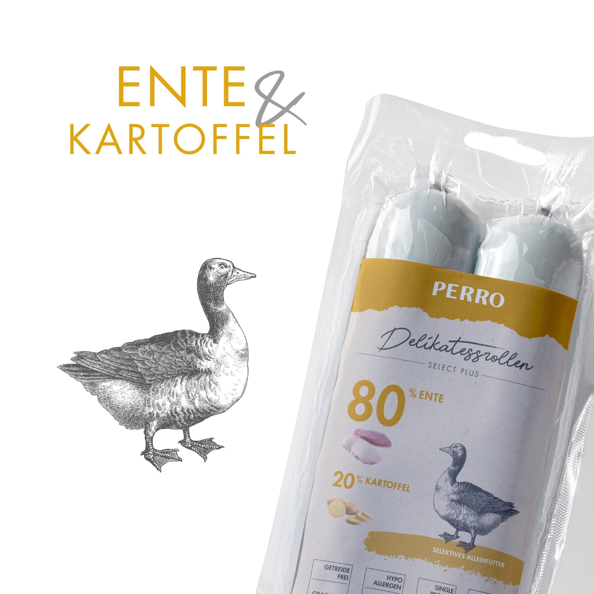 Perro Delikatessrolle No.1 Ente &amp; Kartoffel - Hundewurst - Woofshack