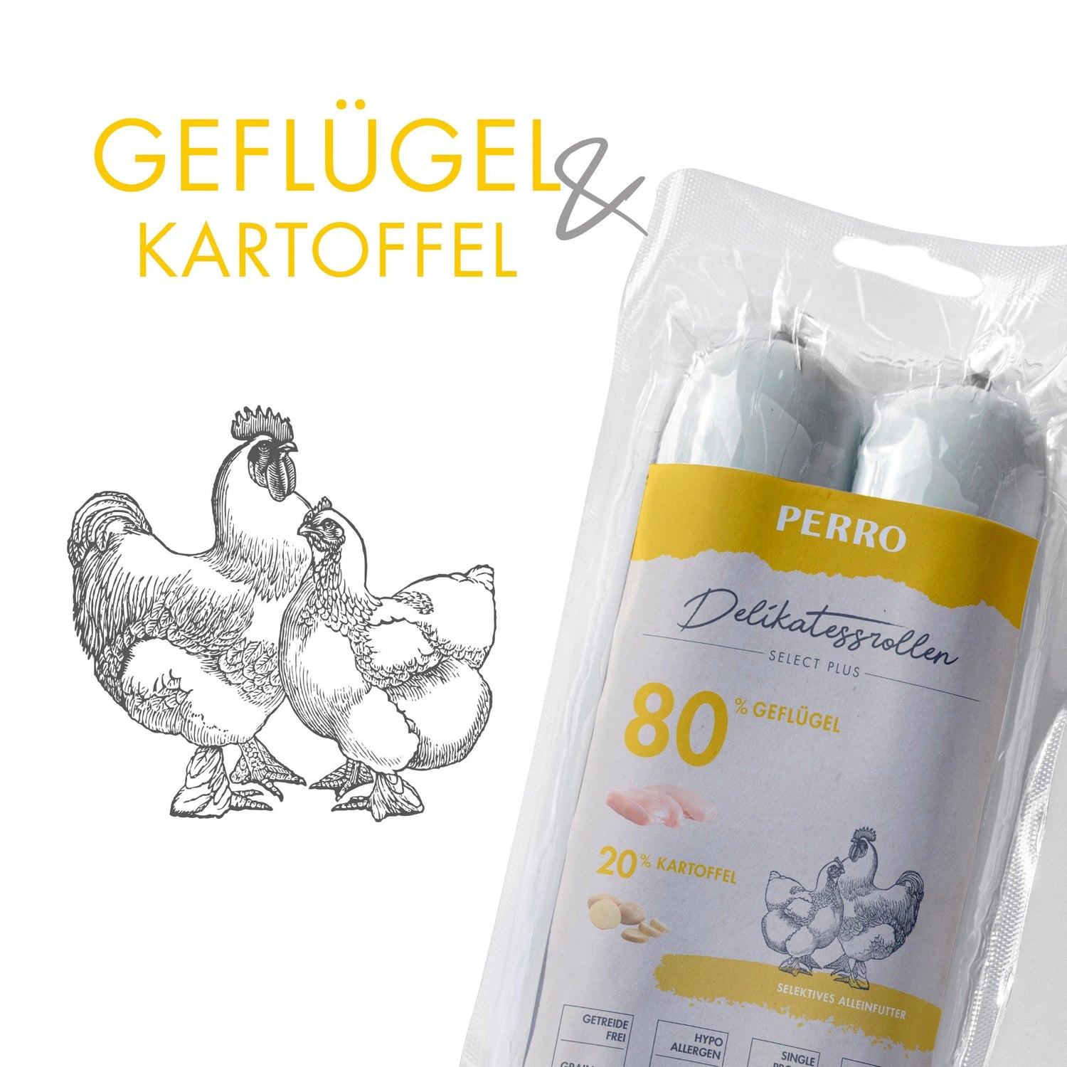 Perro Delikatessrolle No.1 Geflügel &amp; Kartoffel - Hundewurst - Woofshack