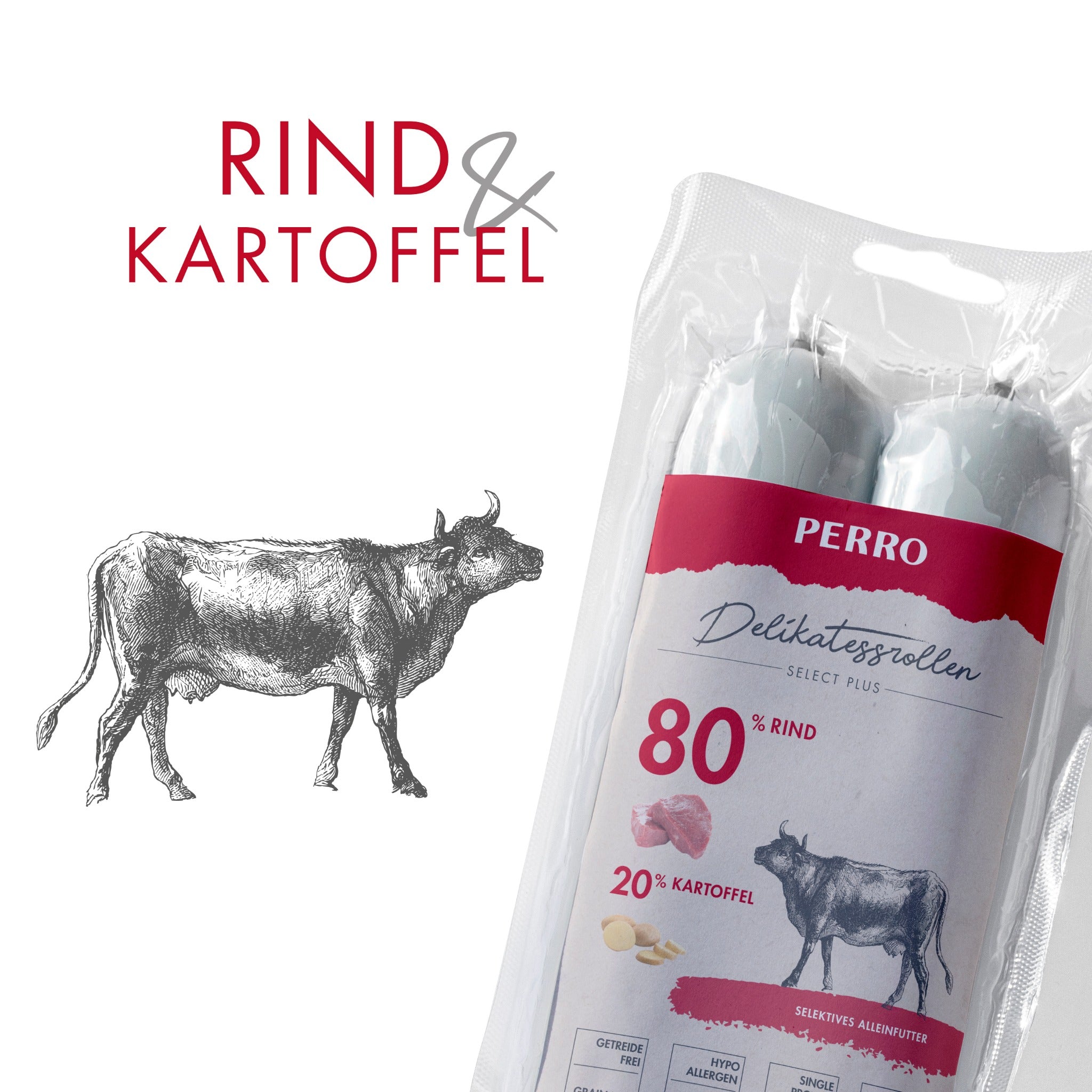 Perro Delikatessrolle No.1 Rind &amp; Kartoffel - Hundewurst - Woofshack