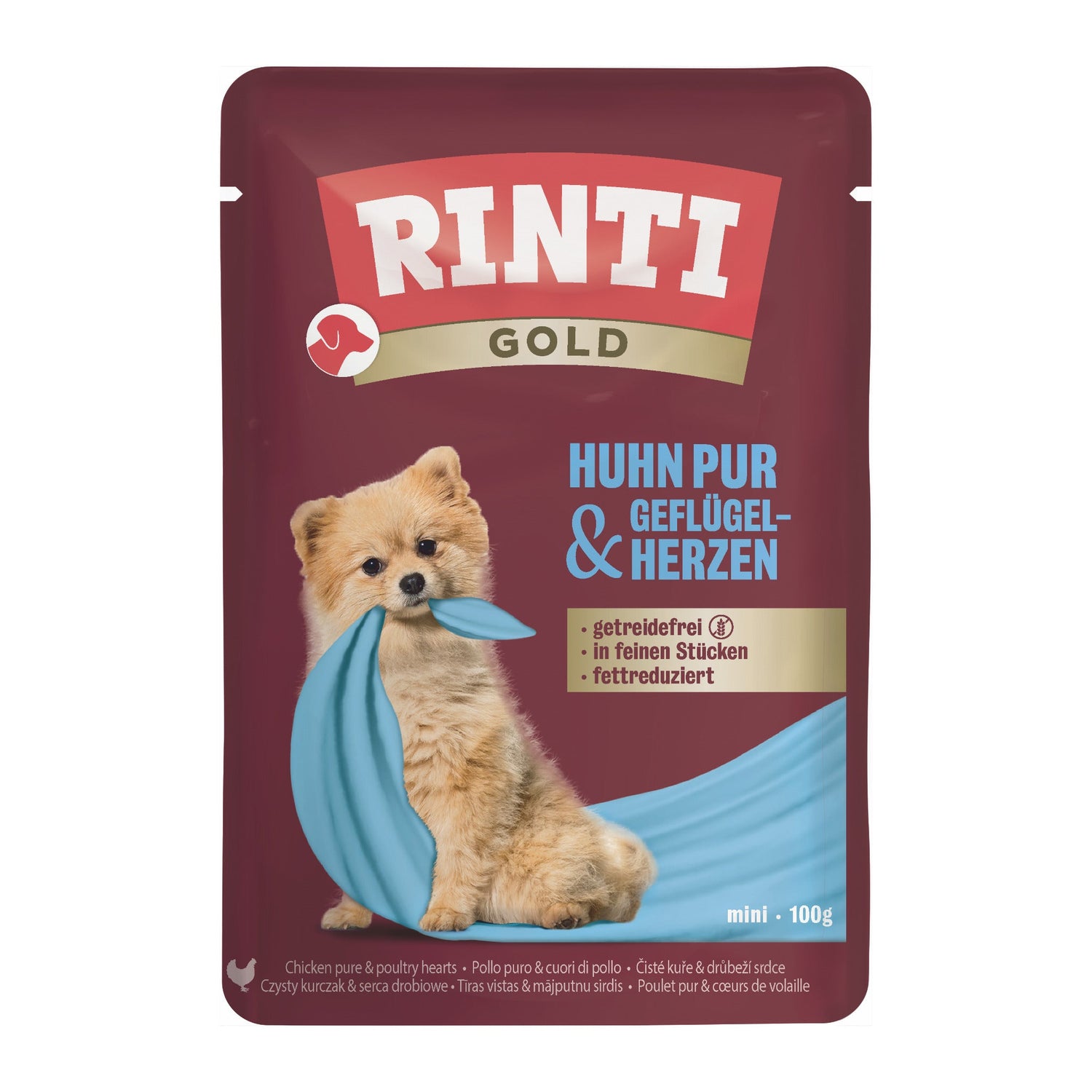 RINTI Gold Pouch Huhn Pur &amp; Geflügelherzen - Hunde Nassfutter - Woofshack