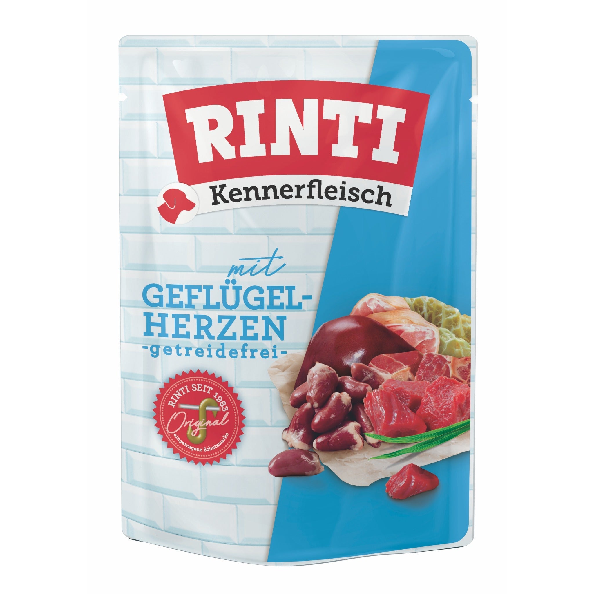 RINTI Kennerfleisch Pouch Geflügelherzen - Hunde Nassfutter - Woofshack