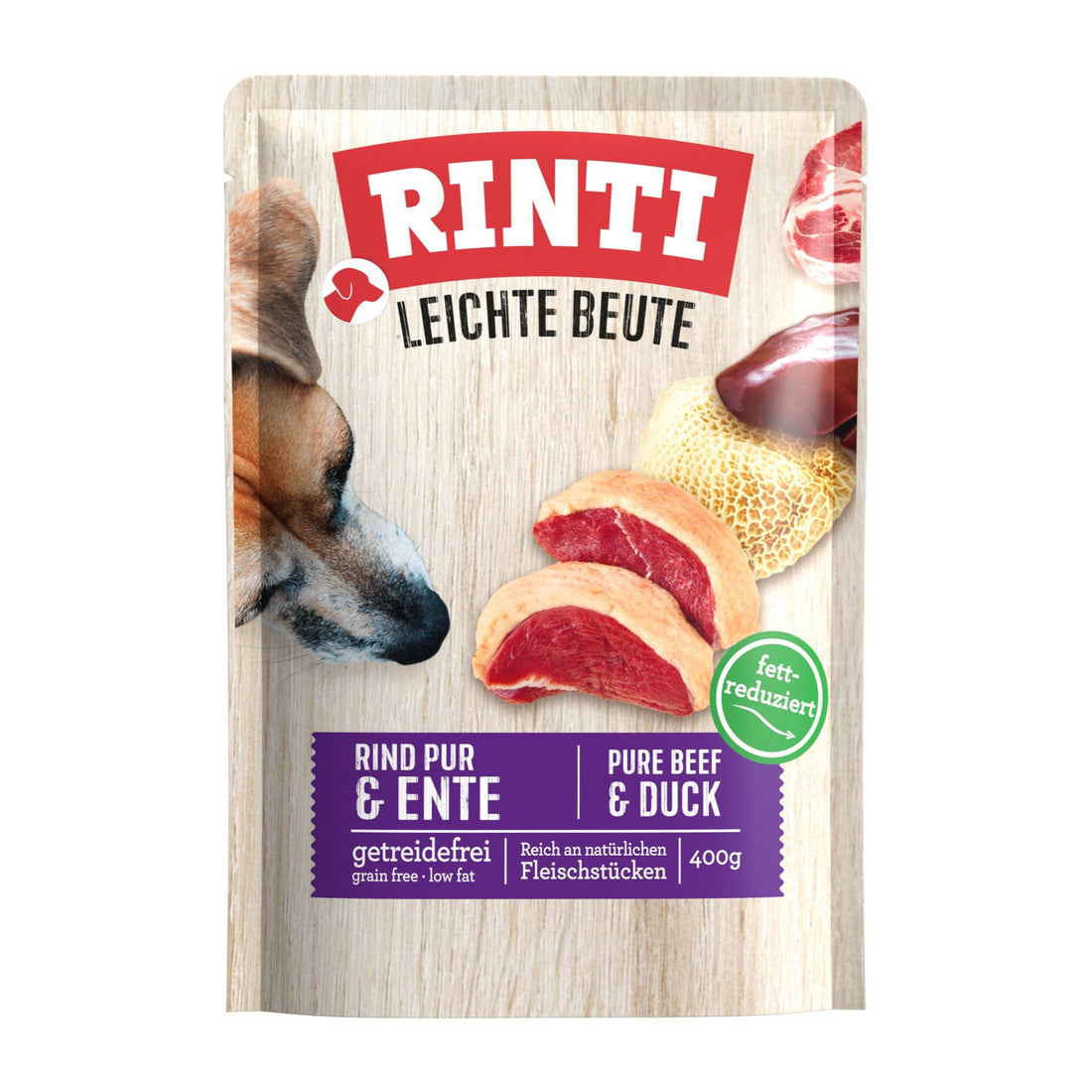 RINTI Pouch Leichte Beute Rind Pur &amp; Ente - Hunde Nassfutter - Woofshack