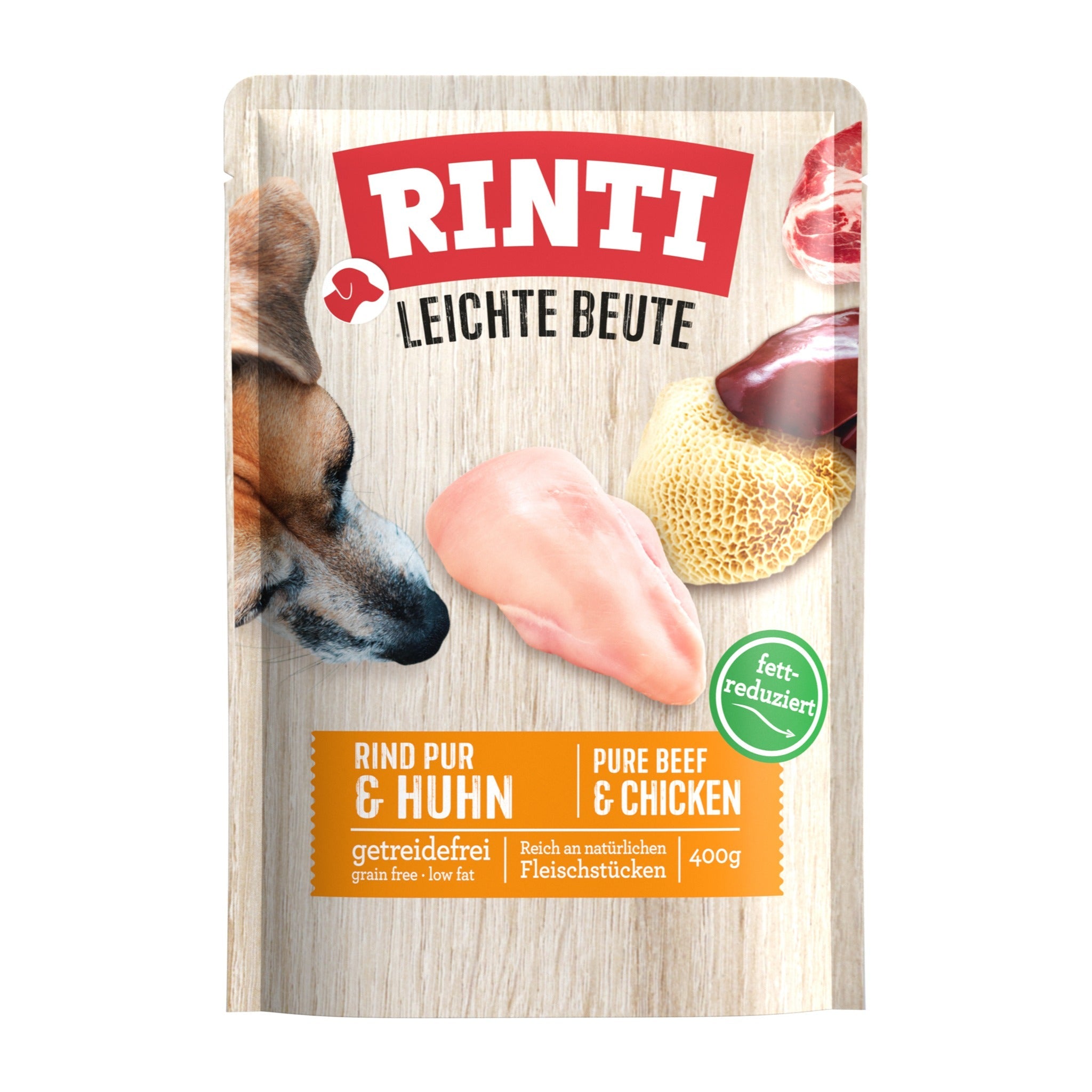 RINTI Pouch Leichte Beute Rind Pur &amp; Huhn - Hunde Nassfutter - Woofshack