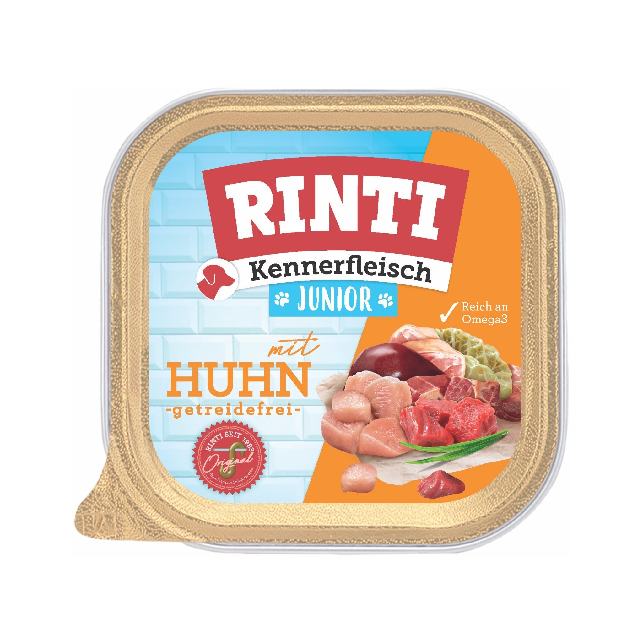 RINTI Schale Kennerfleisch Junior mit Huhn - Hunde Nassfutter - Woofshack