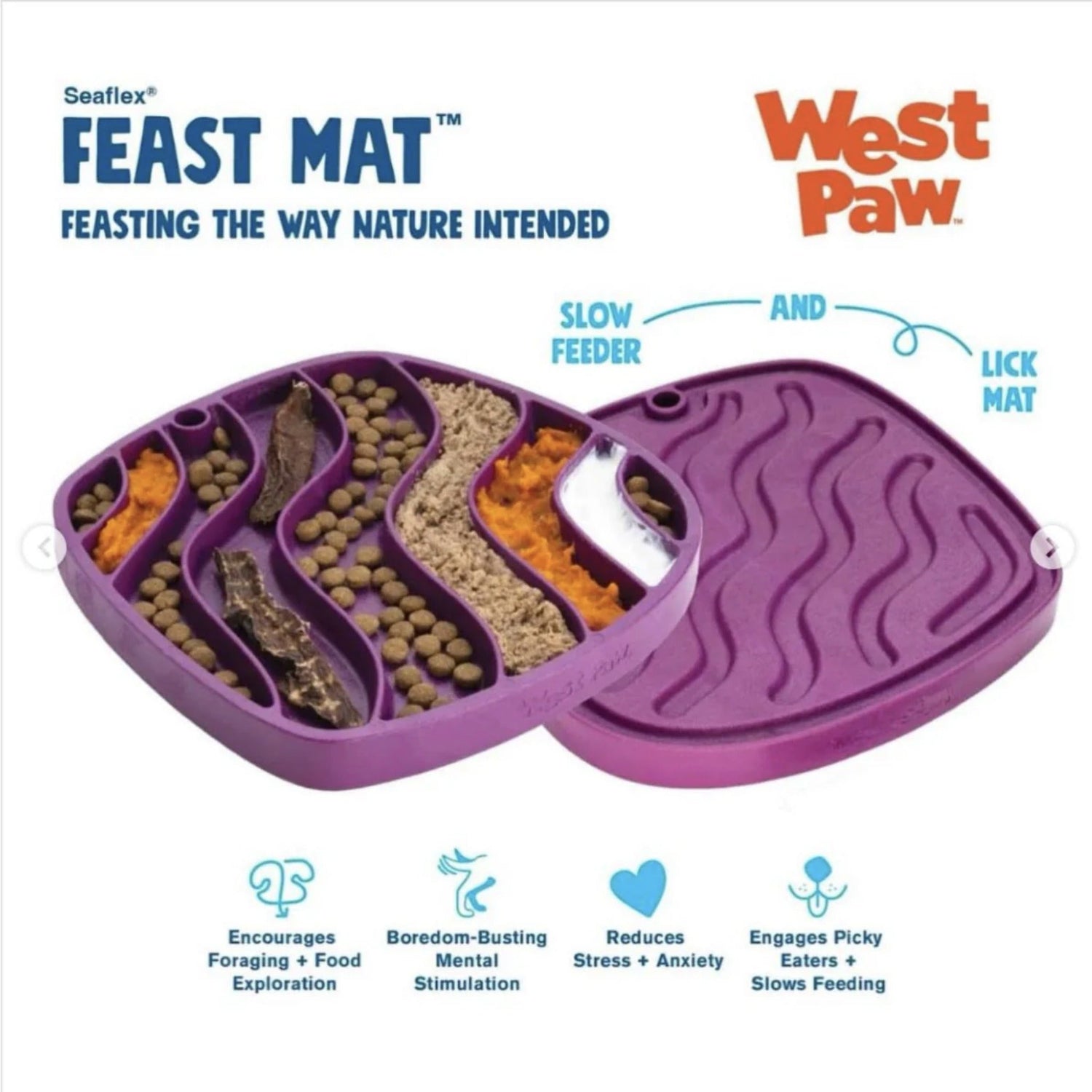 West Paw Seaflex Feast Mat, Hunde Schleckmatte - Woofshack