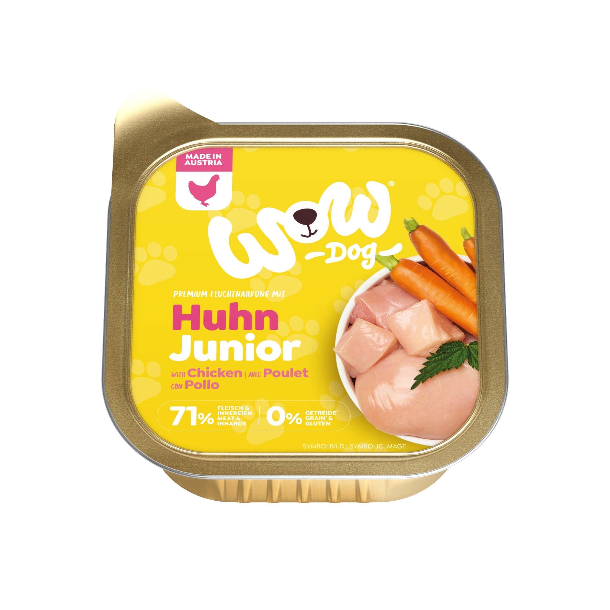 WOW - Junior Hundenassfutter - Huhn, Karotten und Brennnessel - Woofshack