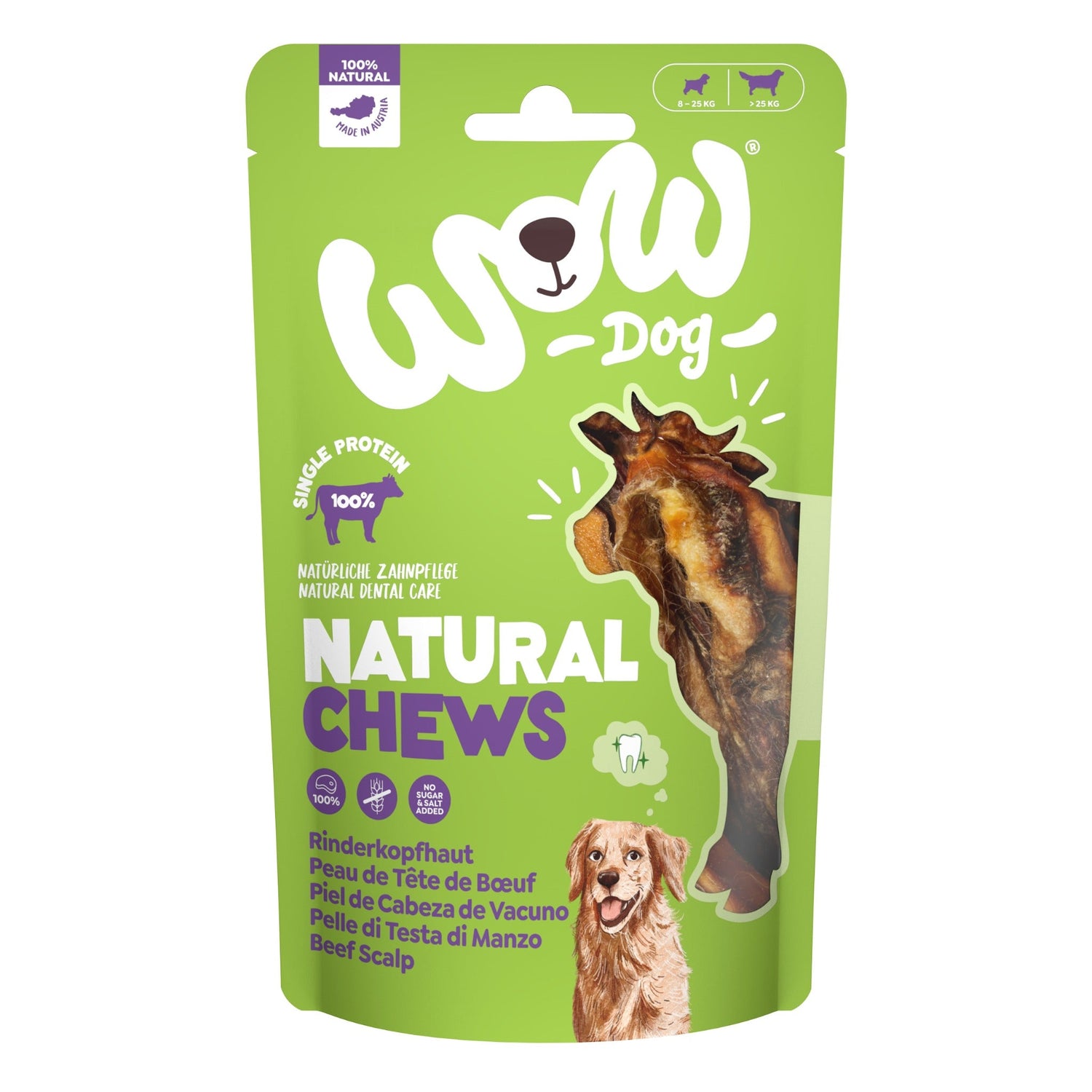 WOW Natural Chews Rinderkopfhaut - Hundesnack - Woofshack