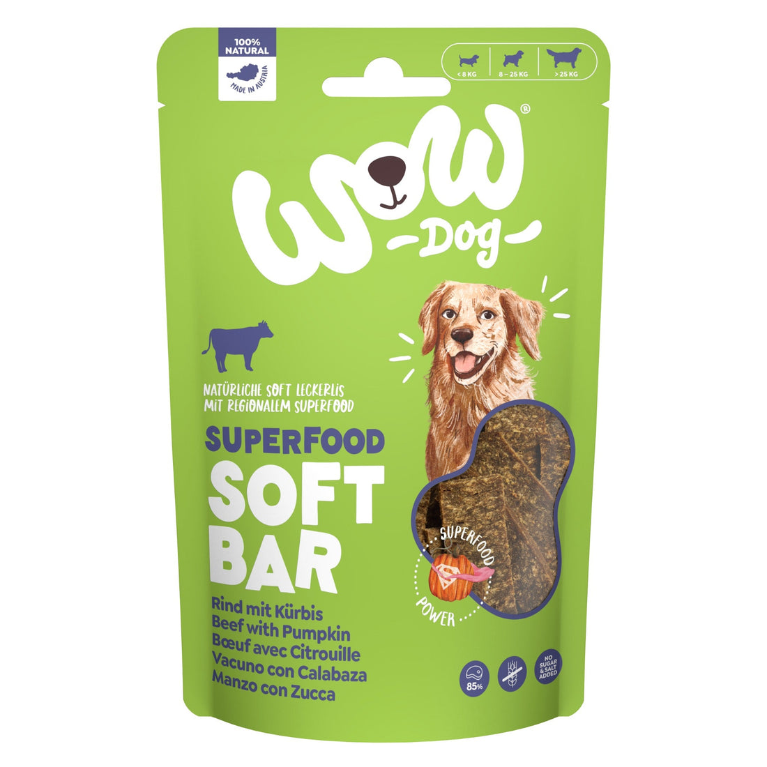 WOW Superfood Soft Bar Rind &amp; Kürbis - Hundesnack - Woofshack