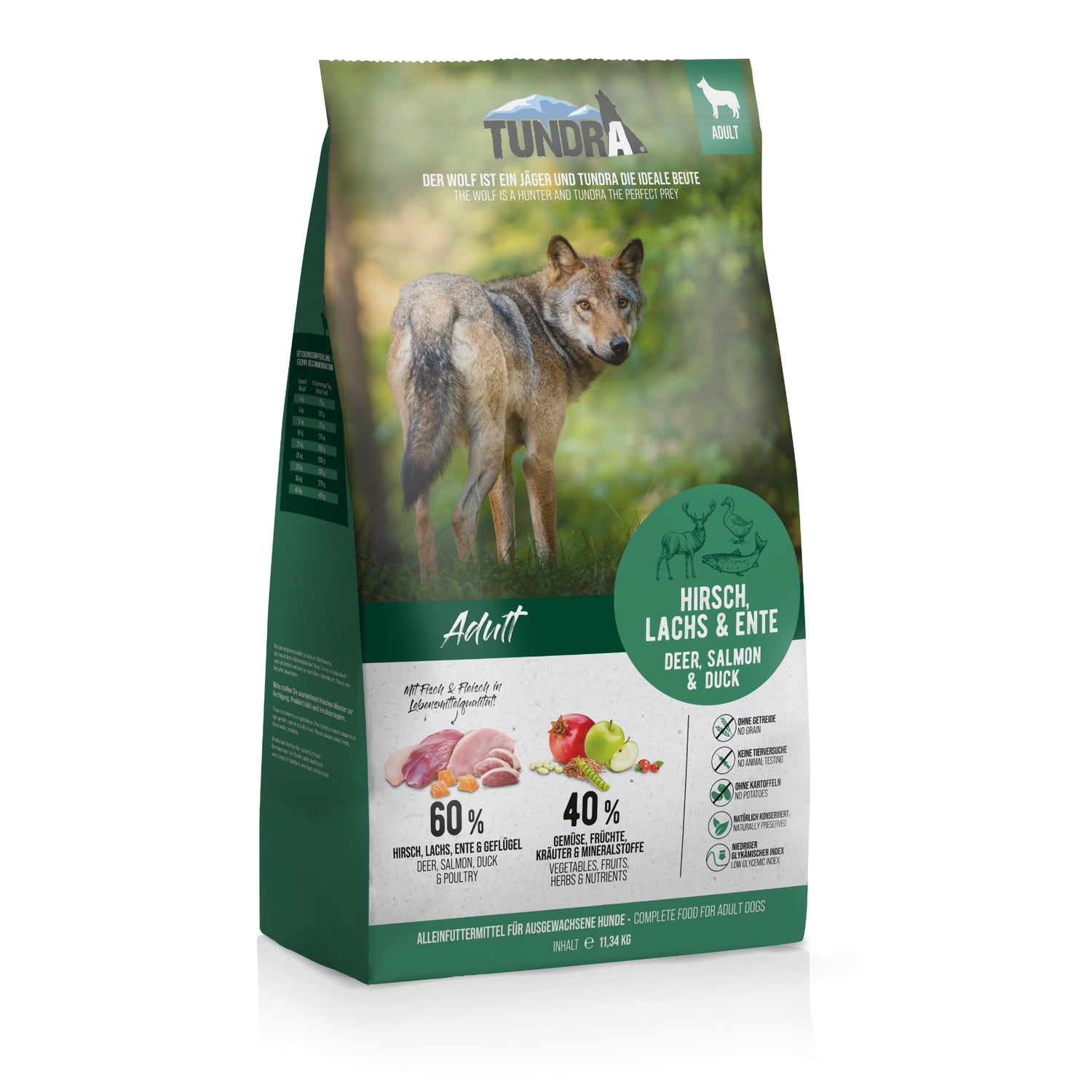 Tundra Dog Adult Trockenfutter, Hirsch, Lachs &amp; Ente - Woofshack