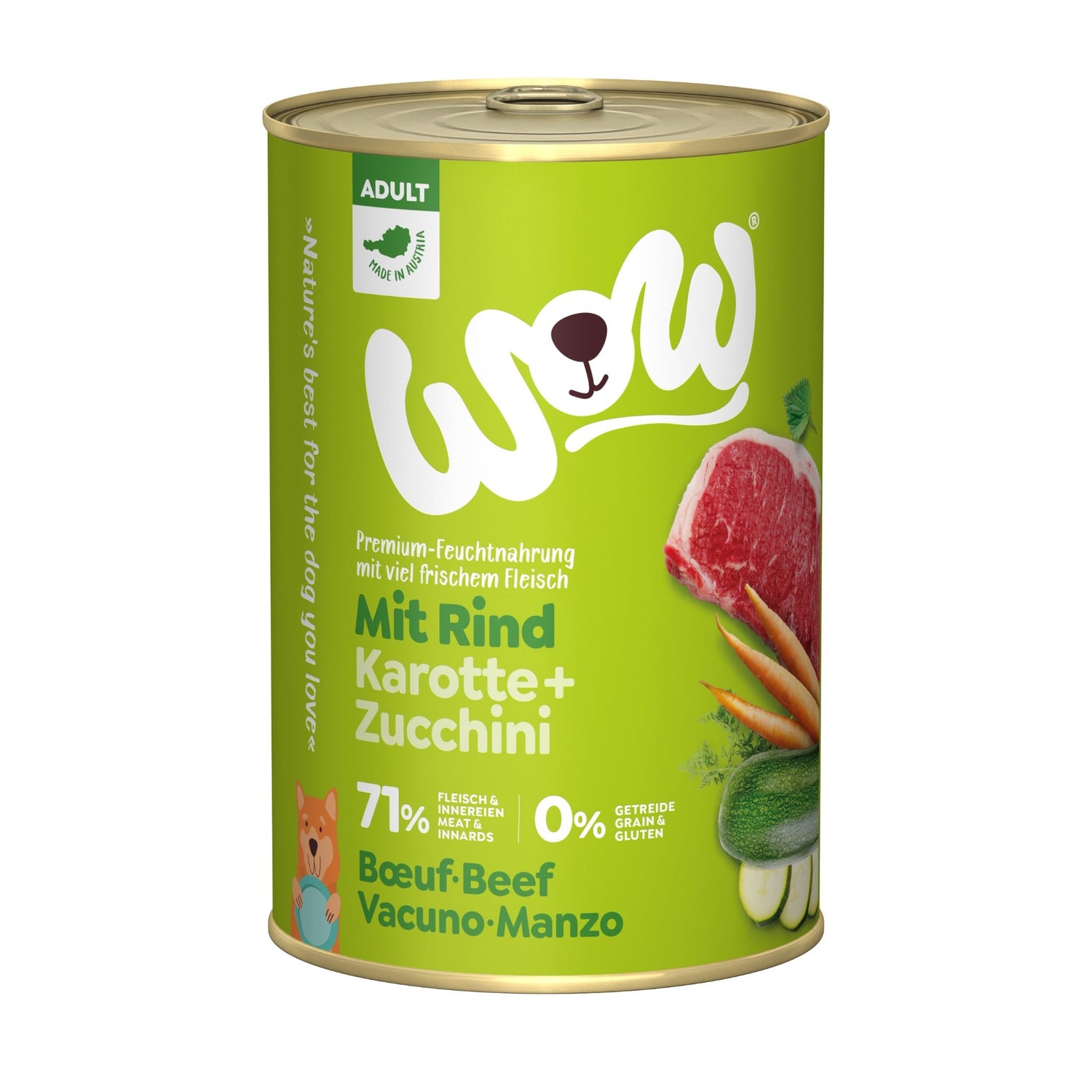 WOW Adult Hundefutter - Rind, Karotte und Zucchini - Woofshack