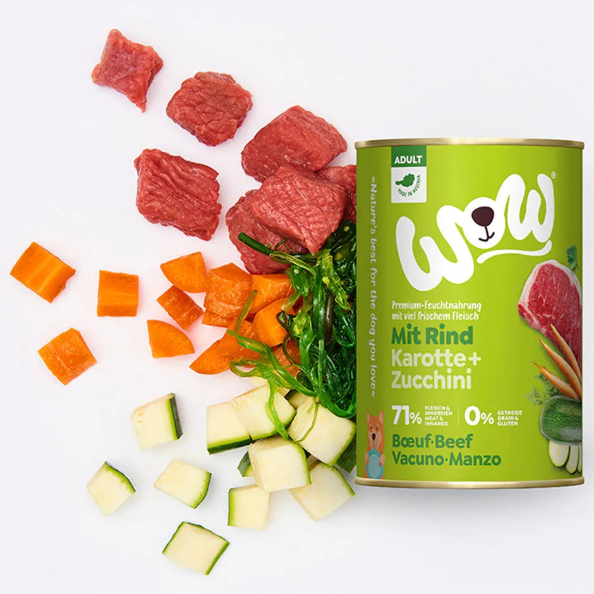 WOW Adult Hundefutter - Rind, Karotte und Zucchini - Woofshack